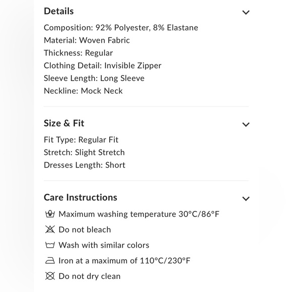 Commense Pleated Hem Mock Neck Mini Dress - Picture 6 of 6